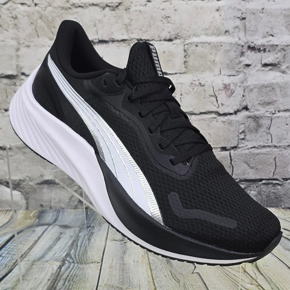 Puma Pounce Lite Running Shoes Mens 9.5 Black White Silver 310778-01 Athletic